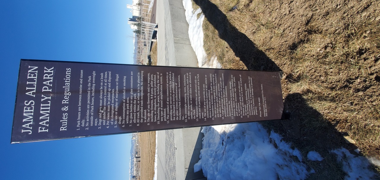 James Allen Family Park architectural signage monolith